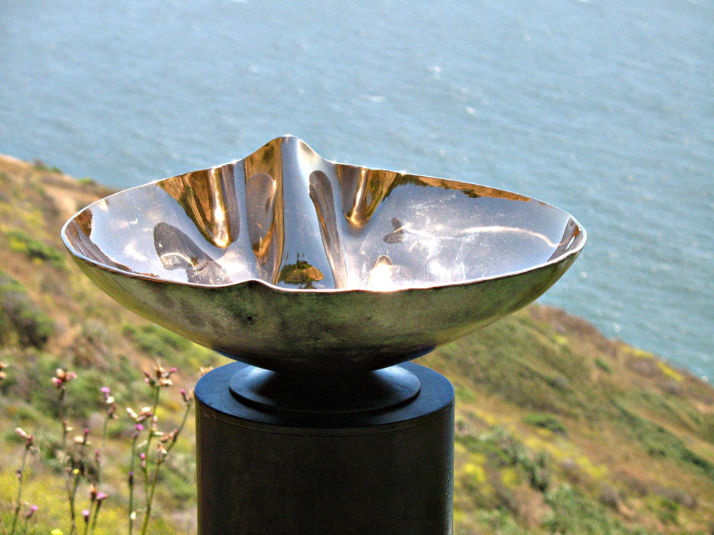 Crenelated Bronze Sink,with mirror finish and exterior patination