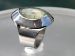 Prehnite Ring with stainless steel bezel